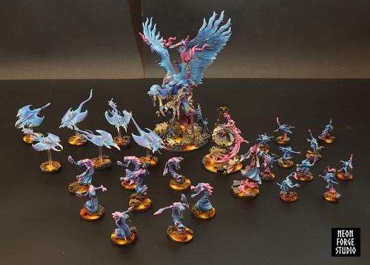 Chaos Daemons Army Commission, Lord of Change, Flamers of Tzeentch, Screamers, Blue Horrors